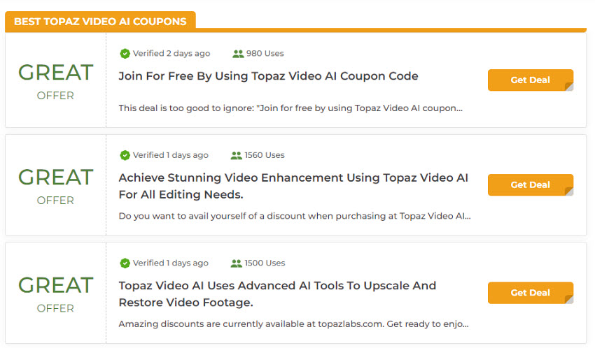 Topaz Video AI coupon codes