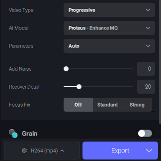 export topaz upscaled video