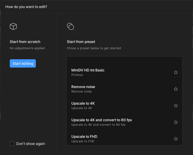 Select a preset to start