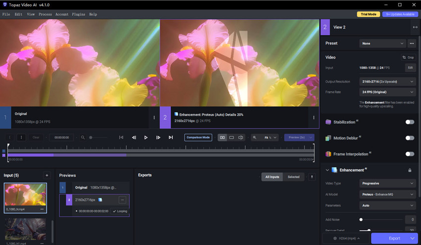 preview topaz enhanced video