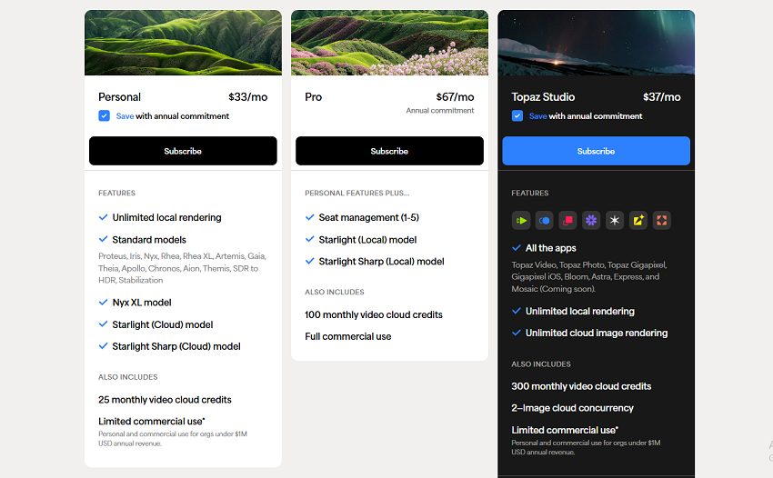 Topaz Video pricing