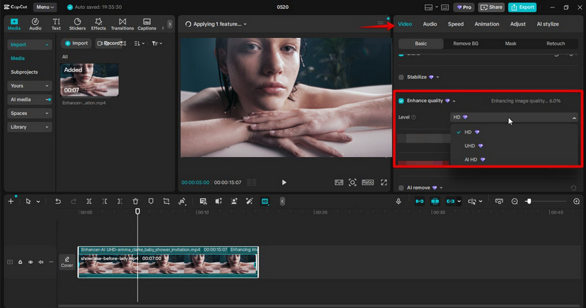 Use CapCut AI Video Upscaler to Enhance Video Quality