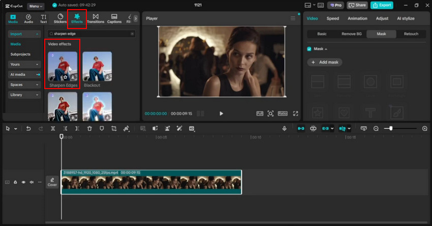 Sharpen videos in Capcut