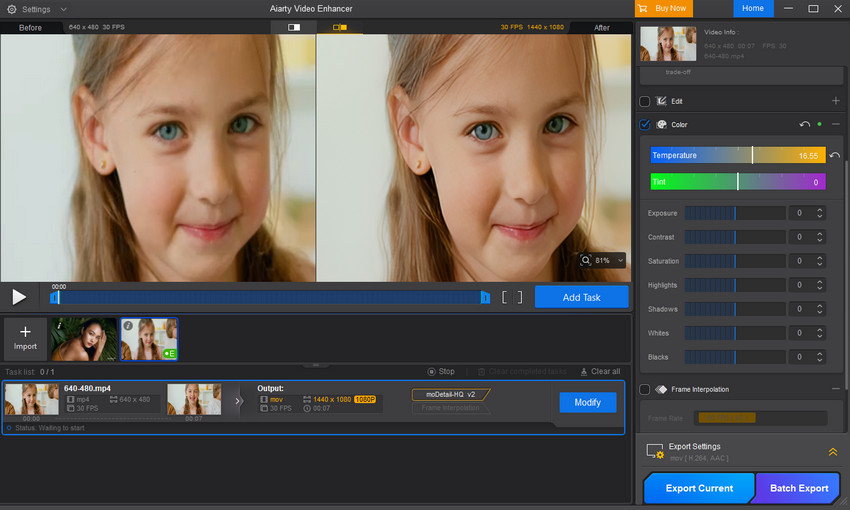 Upscale 480p to 1080p with Aiarty Video Enhancer