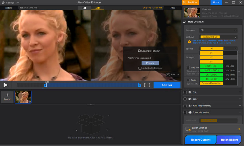 Upscale video with Aiarty Video Enhancer