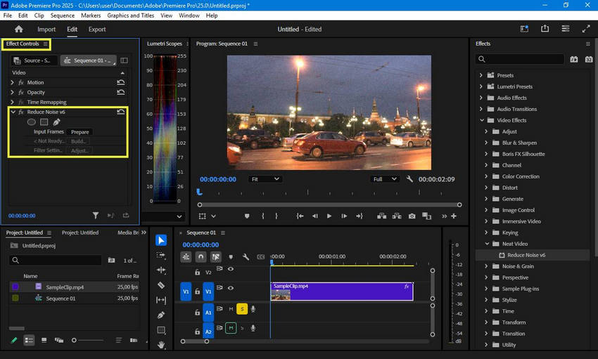 Open Neat Video plug-in window