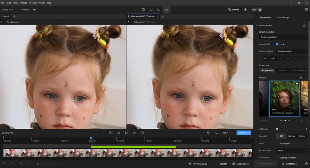 Video Upscaler Test Topaz Video Settings
