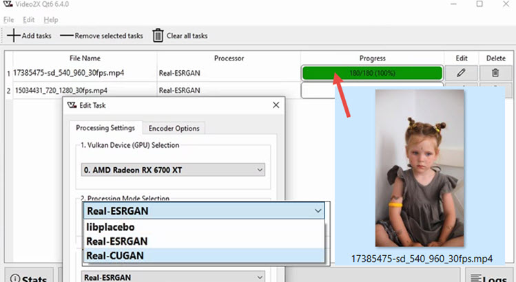 Video Upscaler Test Video2x Settings
