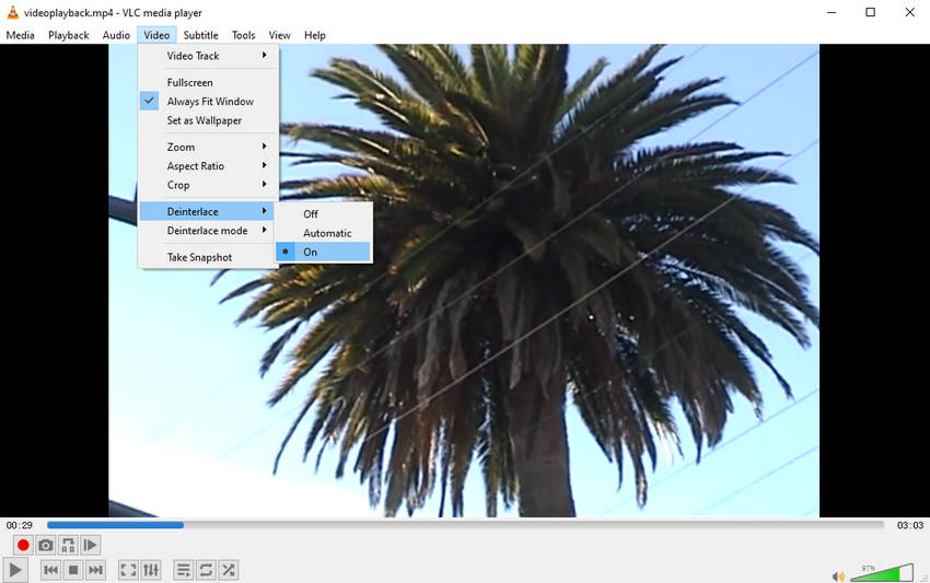 deinterlace video in VLC