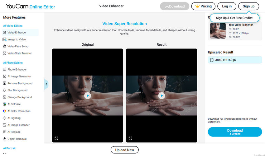 Free remaster video online with YouCam