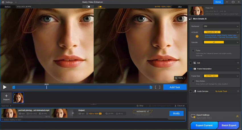 Enhance animated video from photo