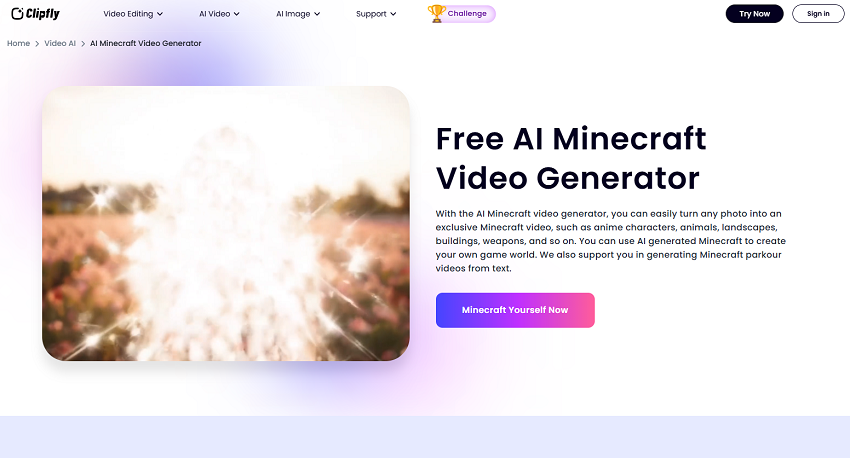 Clipfly Free AI Minecraft Video Generator