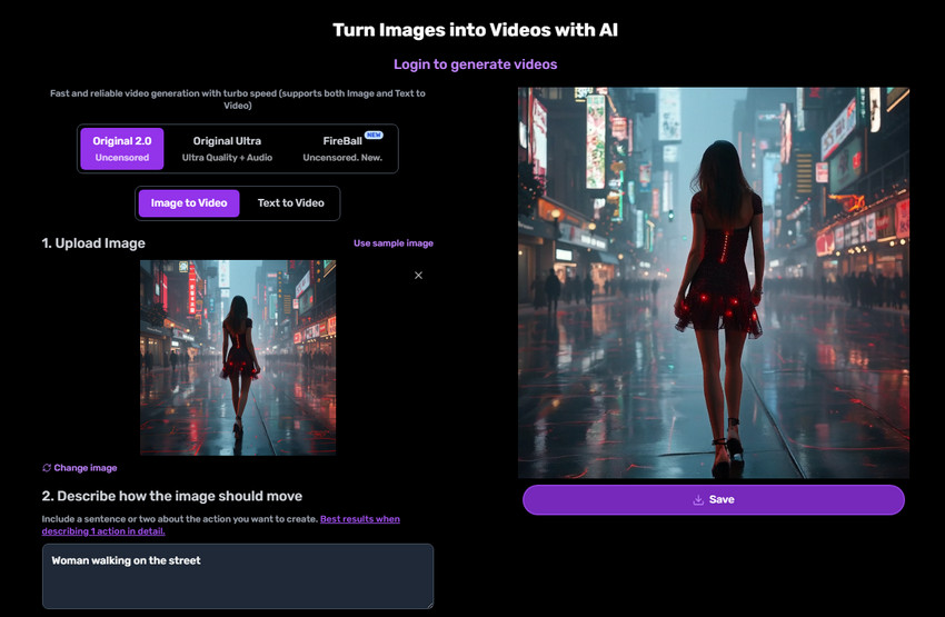 SendFame uncensored AI video generator