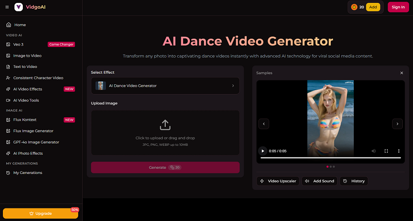 Vidgo AI Dance Video Generator