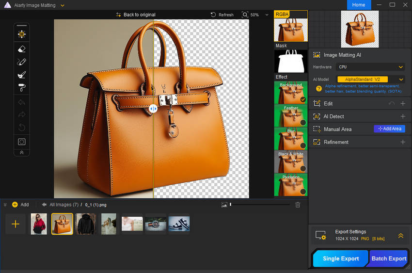 Aiarty Image Matting remove background