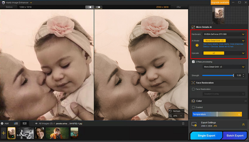 enhance scanned photo using Aiarty Image Enhancer