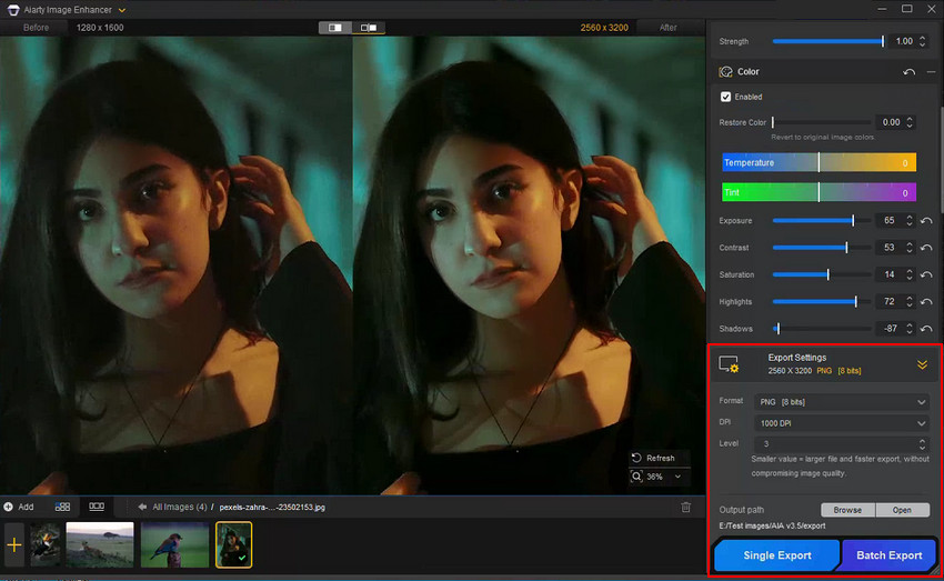 Save the brightened photos