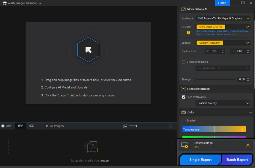 Aiarty Image Enhancer interface