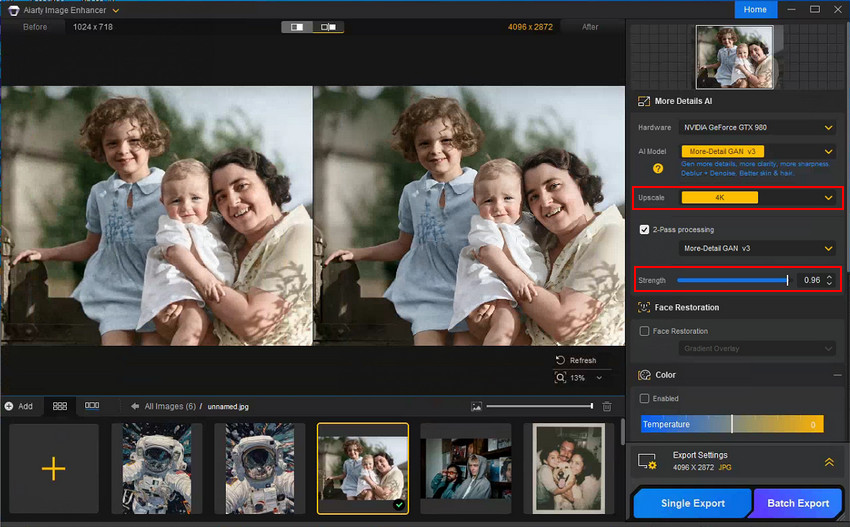 Upscale photo to target resolution 