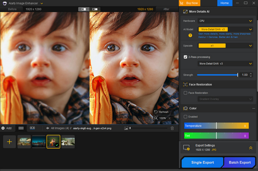 Aiarty Image Enhancer raw photo enhancement