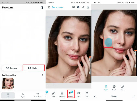 FaceTune blemish removal app