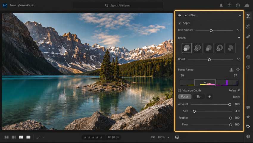Open Lens Blur in Lightroom Classic