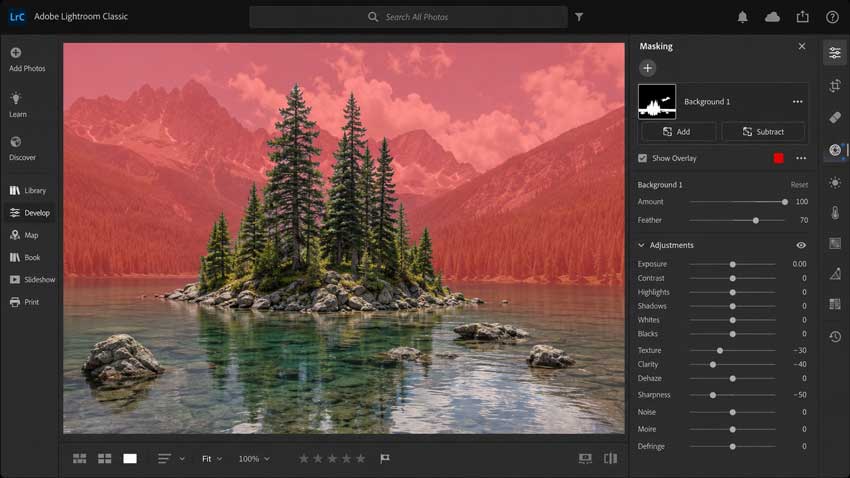Blur background in Lightroom with Select Background masking