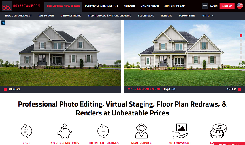 BoxBrownie for real estate photo editing