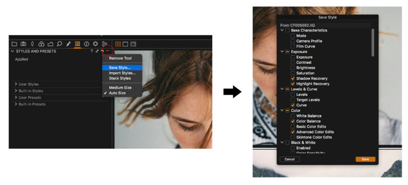 how to use capture one styles and presets