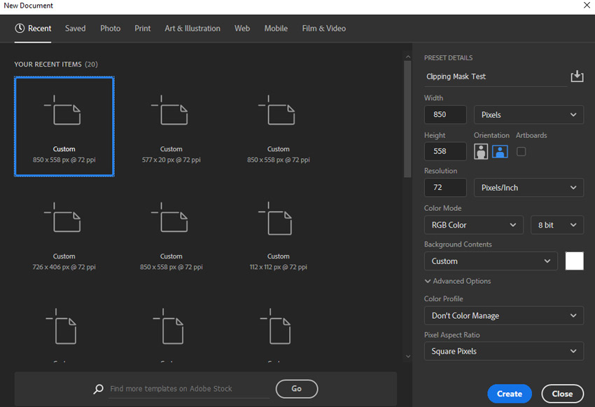 Create a New Document in Photoshop