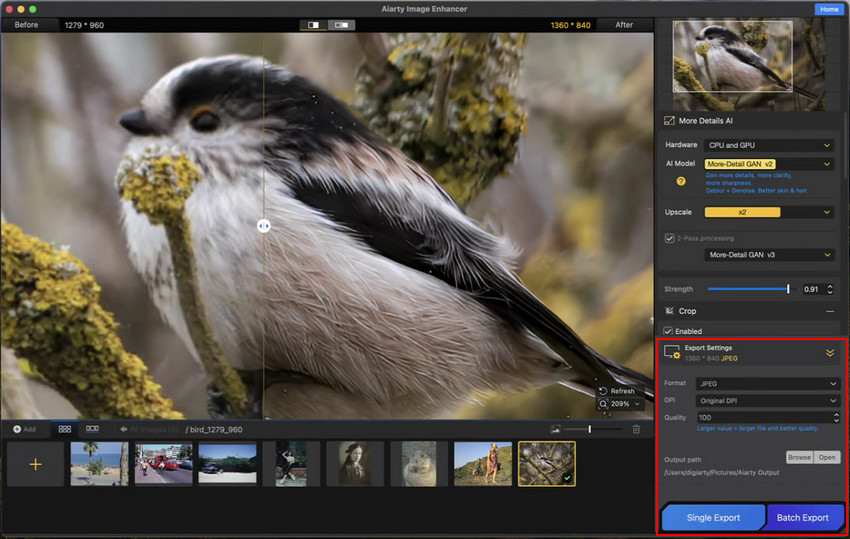 Export the Resized photo on mac