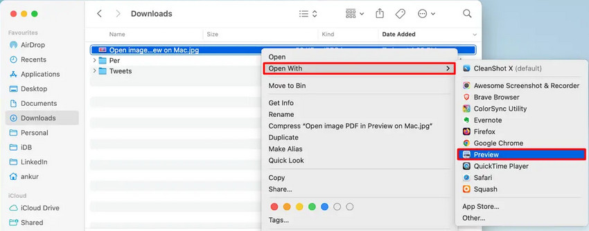 open photo in Preview on Mac