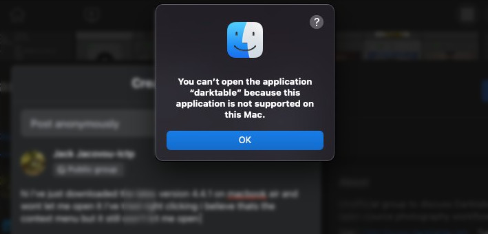 Darktable Mac not open