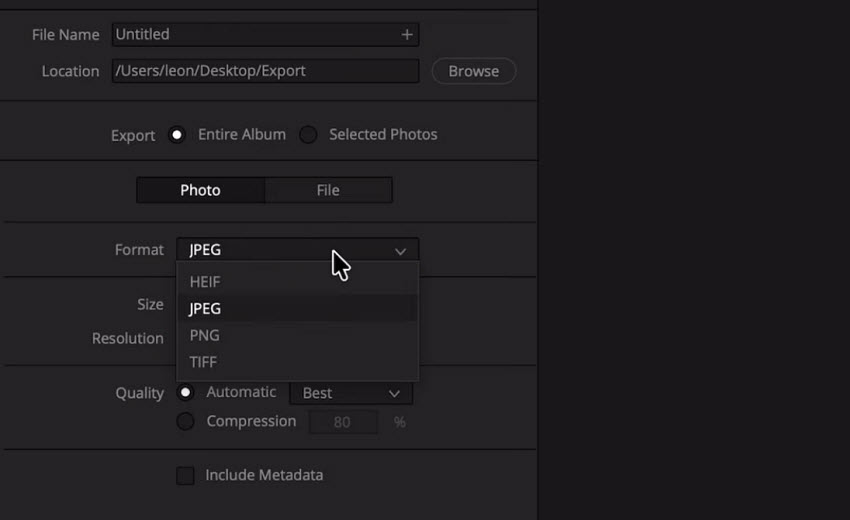 export upscaled image from Davinci Resolve