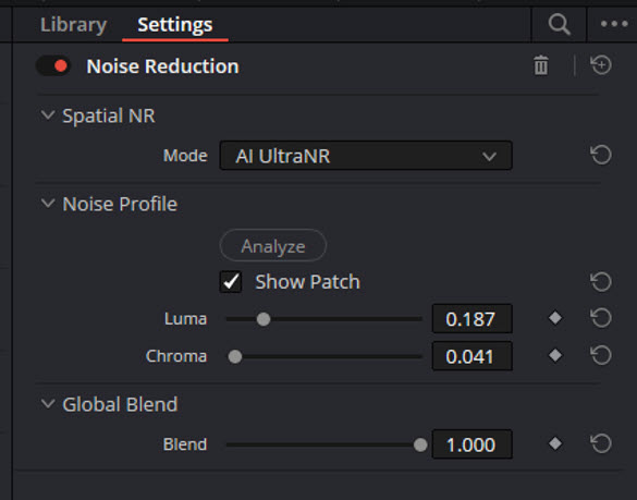 Davinci Resolve Noise Reduction Parameter Settings