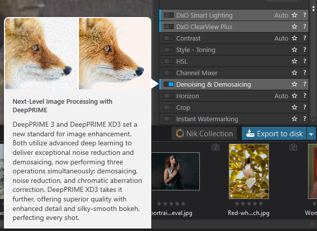 DxO PhotoLab Denoising Demosaicing