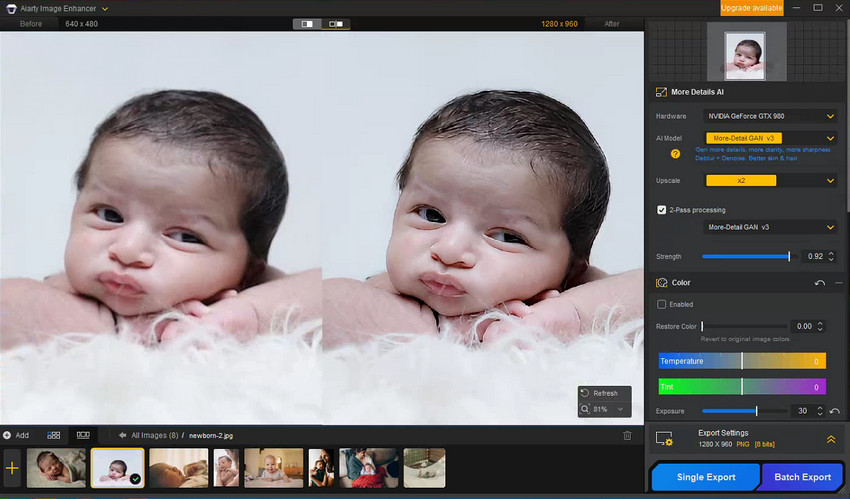 fix blurry or low-resolution baby photos