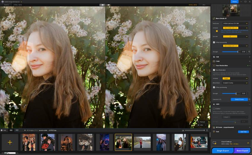 Before and After of Portrait Editing