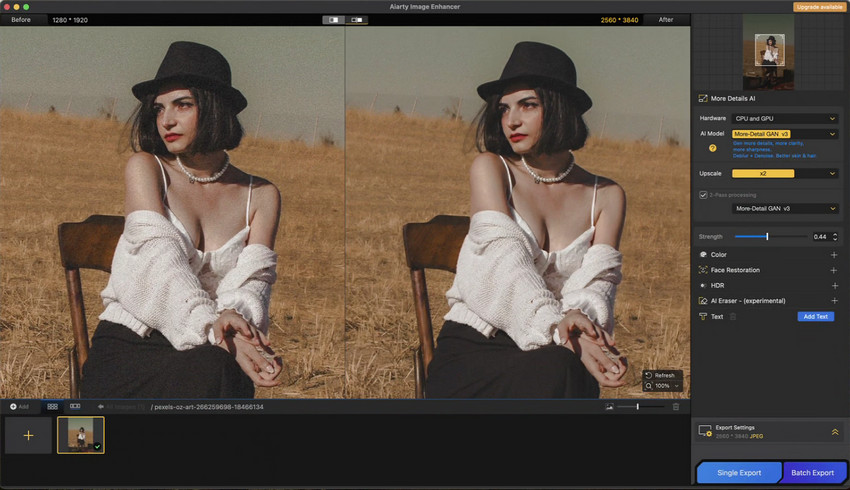 Enhance Fujifilm style image with Aiarty