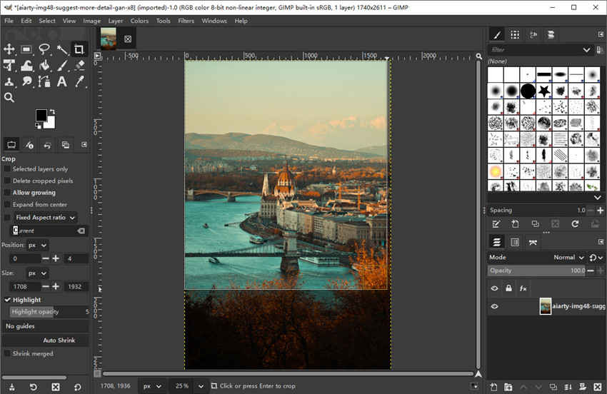 how to crop photos in GIMP
