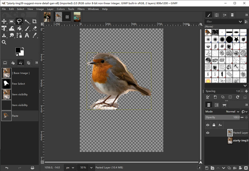 GIMP alpha to selection review