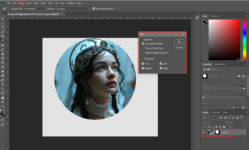 How to Crop an Image into a Circle in Photoshop Step 5