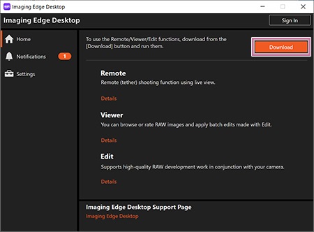 sony imaging edge desktop download Mac Win