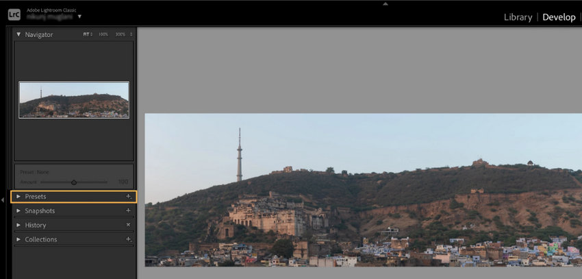 Locate the Presets Panel