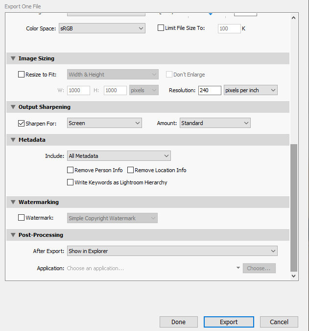 Lightroom output sharpening