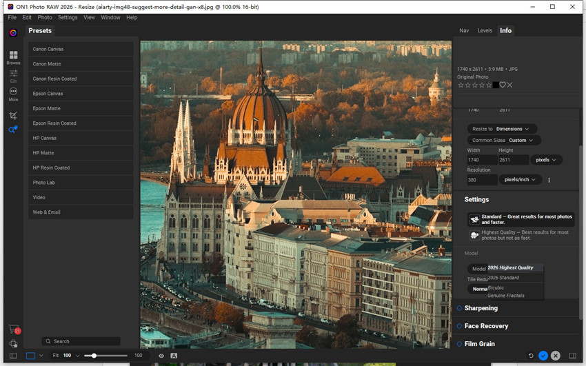 ON1 Photo RAW 2026 upscale photos