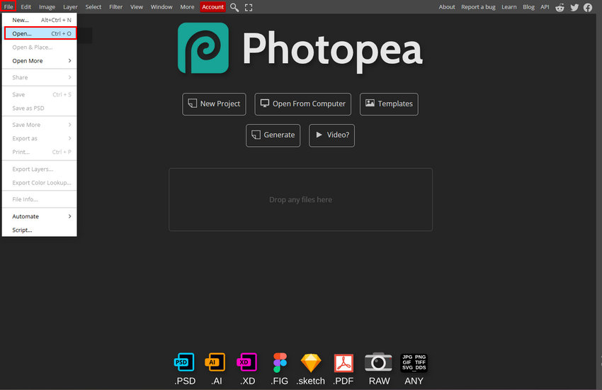 Open Your Image in Photopea