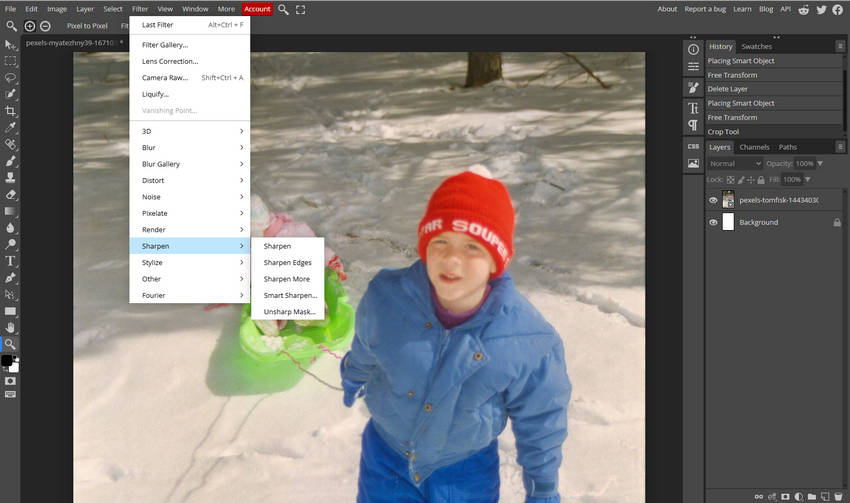 How to sharpen an image in Photopea