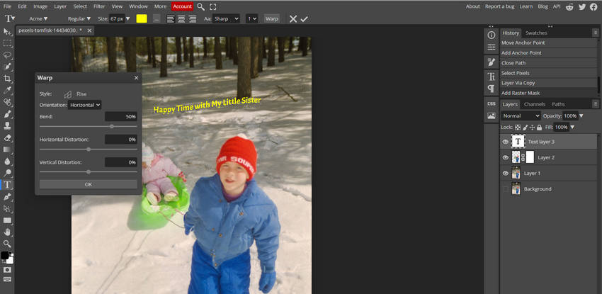 How to Curve Text in Photopea
