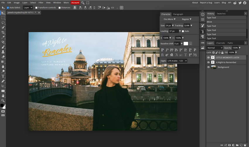 Export a social media photo design from Photopea